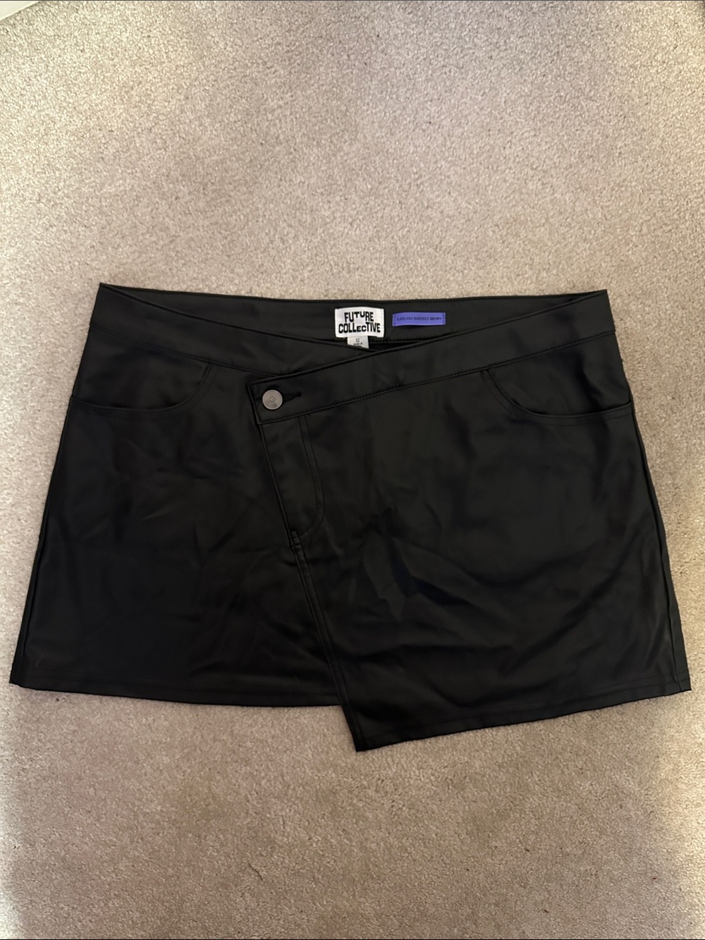 Future Collective faux leather wrap skirt